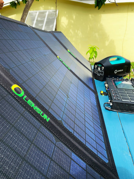 portable-lightweight-folding-solar-panels and solar generator-powerstations-let-you-make-music-anywhere-buy-at-thesolpatch-com