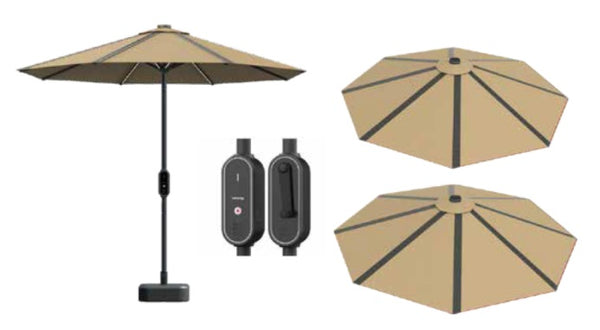 Solar-Umbrella-With-LED-Lights-Bluetooth-Fast-Charging-and-4-USB-Ports-in-Taupe--sold-online-at-TheSolPatch-com