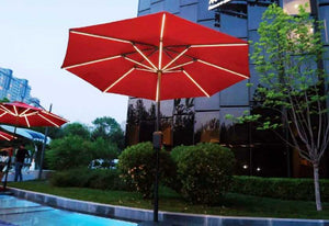 bluetooth solar patio umbrella Blissun 9 ft Umbrella, 32 LED Lighted Umbrella, Table Market Umbrella, Outdoor for Garden, Deck, Backyard, Pool and Beach (Red) : Patio, Lawn & Garden dyed fabric PA coating and metal frame Bluu Patio Umbrella Light With