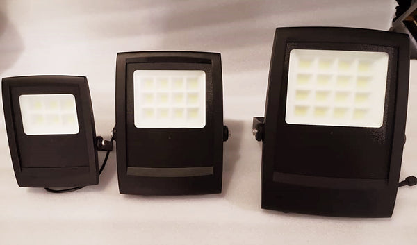 Venus-Solar-Light-Kit-Solar-Flood-Light-with-black-frame-on-light-and-choice-of-black-or-silver-frame-on-solar-panel-Buy-online-at-TheSolPatch.com